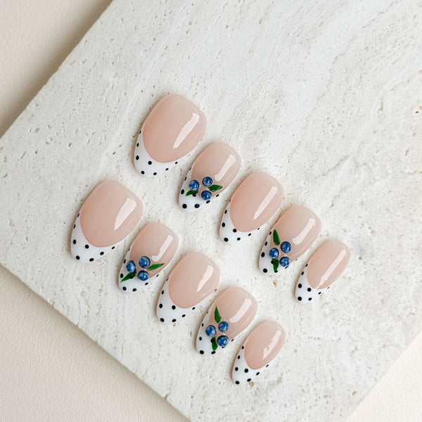 Blueberry Dot | Short Almond Luxury Press-On Nails