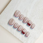 Velvet Bow | Short Square Luxury Press-On Nails