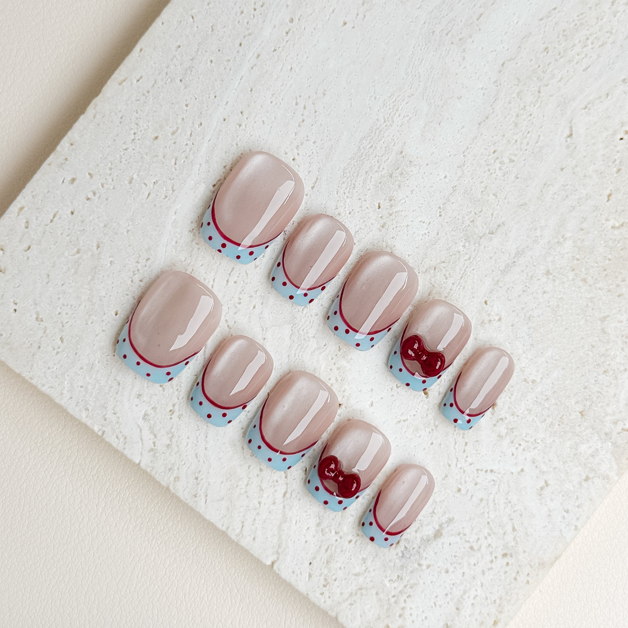 Velvet Bow | Short Square Luxury Press-On Nails