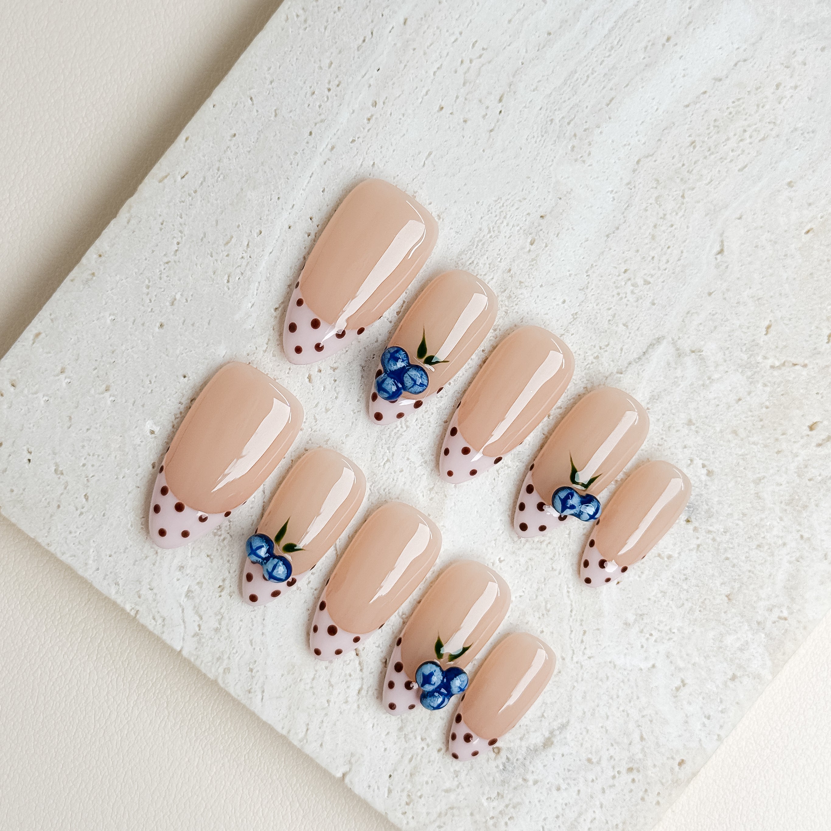 Blueberry Kiss | Medium Almond Luxury Press-On Nails