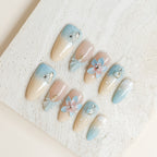 Ocean Blossom | Medium Almond Luxury Press-On Nails