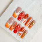 Sunset Hibiscus | Medium Square Luxury Press-On Nails