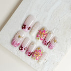 Blossom Tide | Medium Square Luxury Press-On Nails