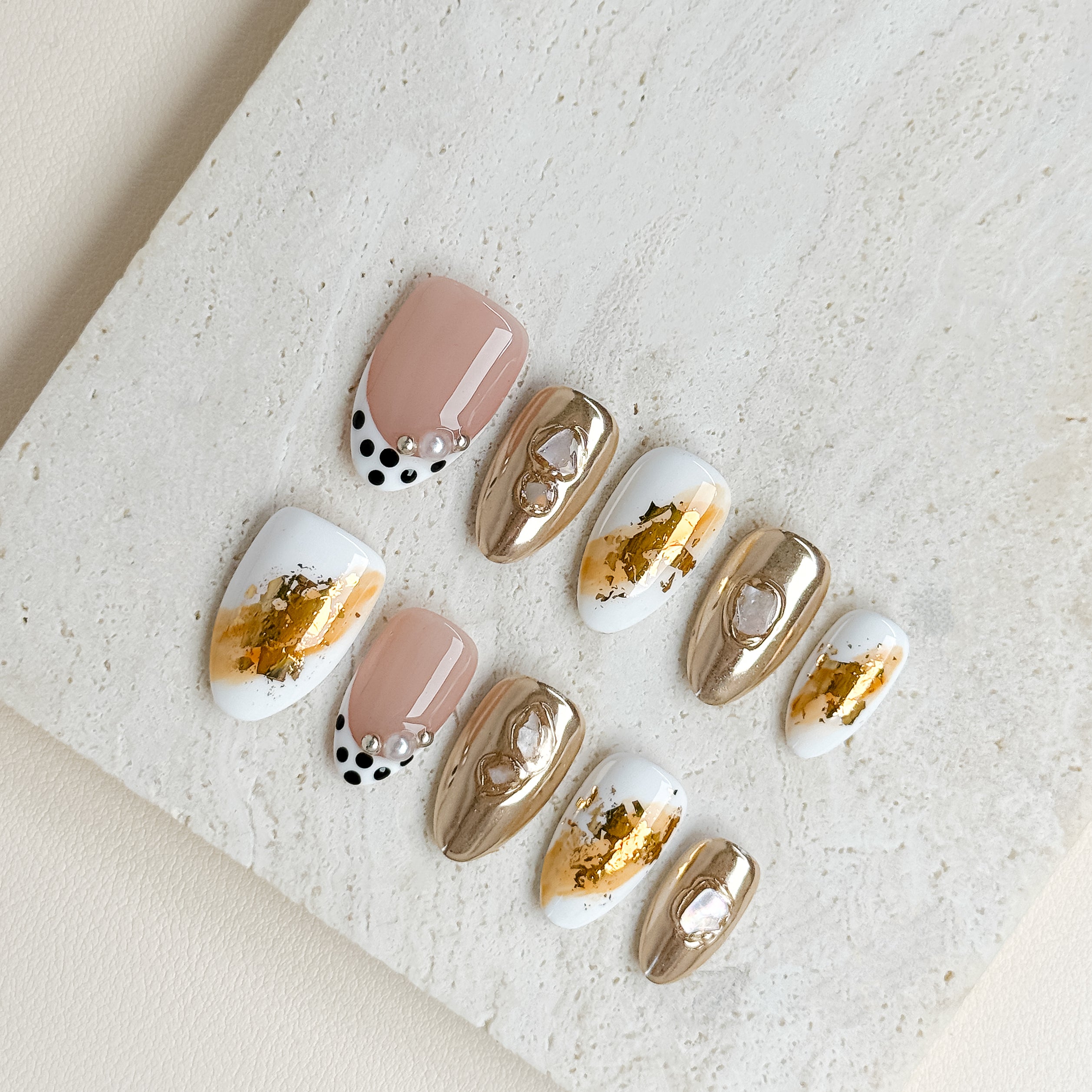 Golden Muse | Short Almond Luxury Press-On Nails