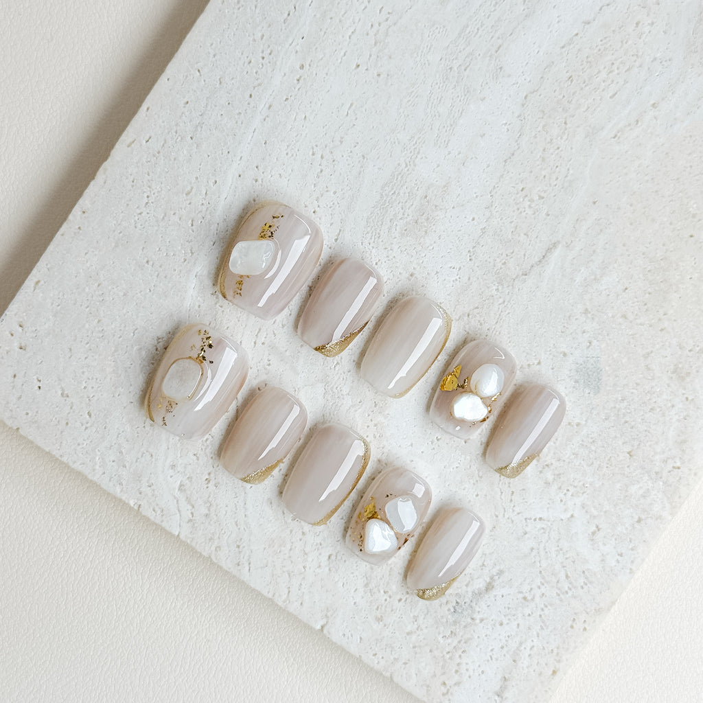 Ivory Bloom | Short Square Luxury Press-On Nails
