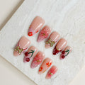 Cherry Amour | Medium Almond Luxury Press-On Nails