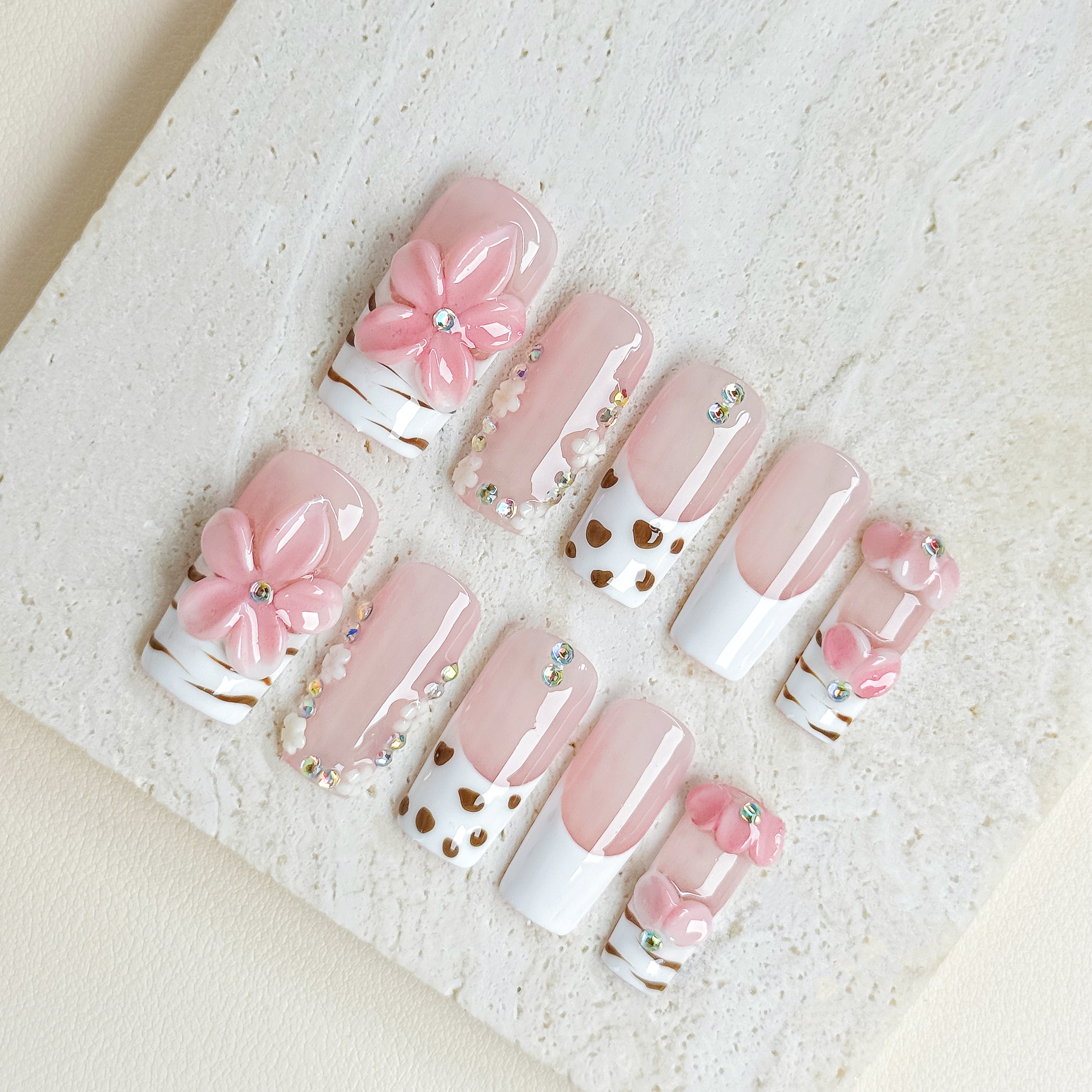 Pink Blossom | Medium Square Luxury Press-On Nails