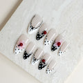 Ladybug Garden | Medium Almond Luxury Press-On Nails