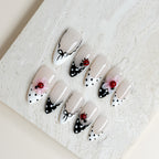 Ladybug Garden | Medium Almond Luxury Press-On Nails