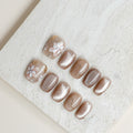 Golden Blossom | Short Square Luxury Press-On Nails