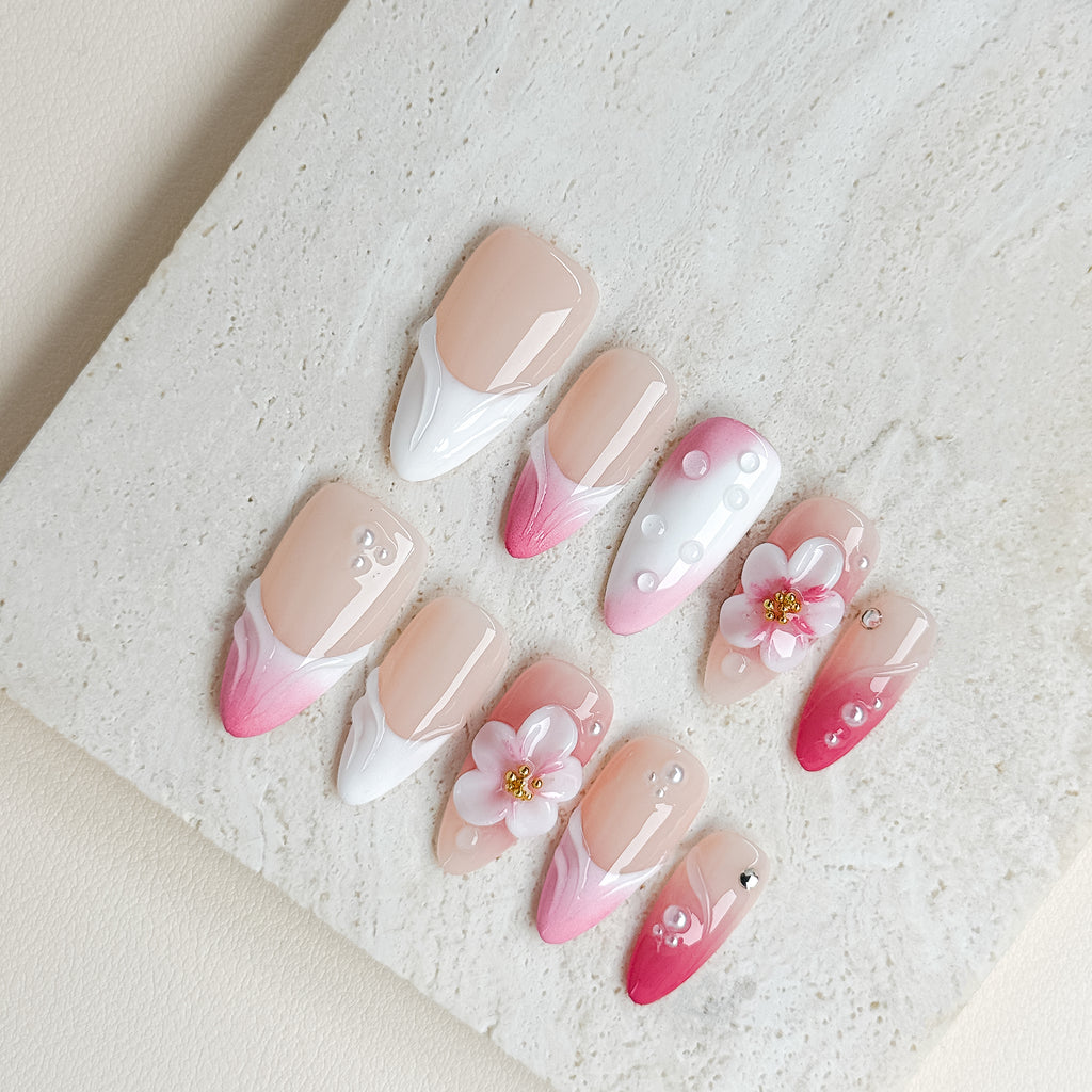 Blush Petal | Medium Almond Luxury Press-On Nails