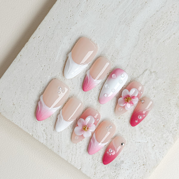 Blush Petal | Medium Almond Luxury Press-On Nails