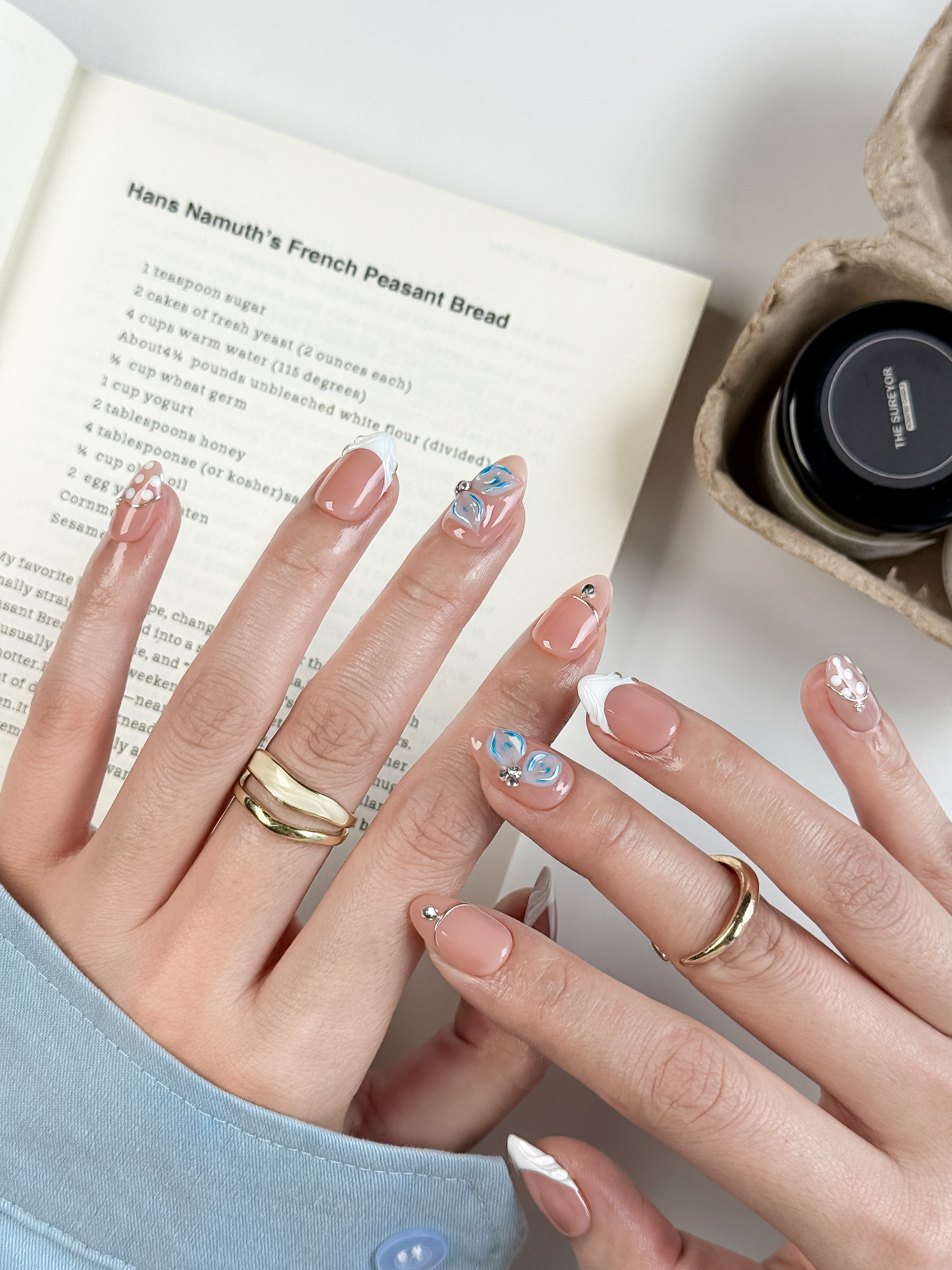Pearl Mermaid French Short Almond Press-On Nails