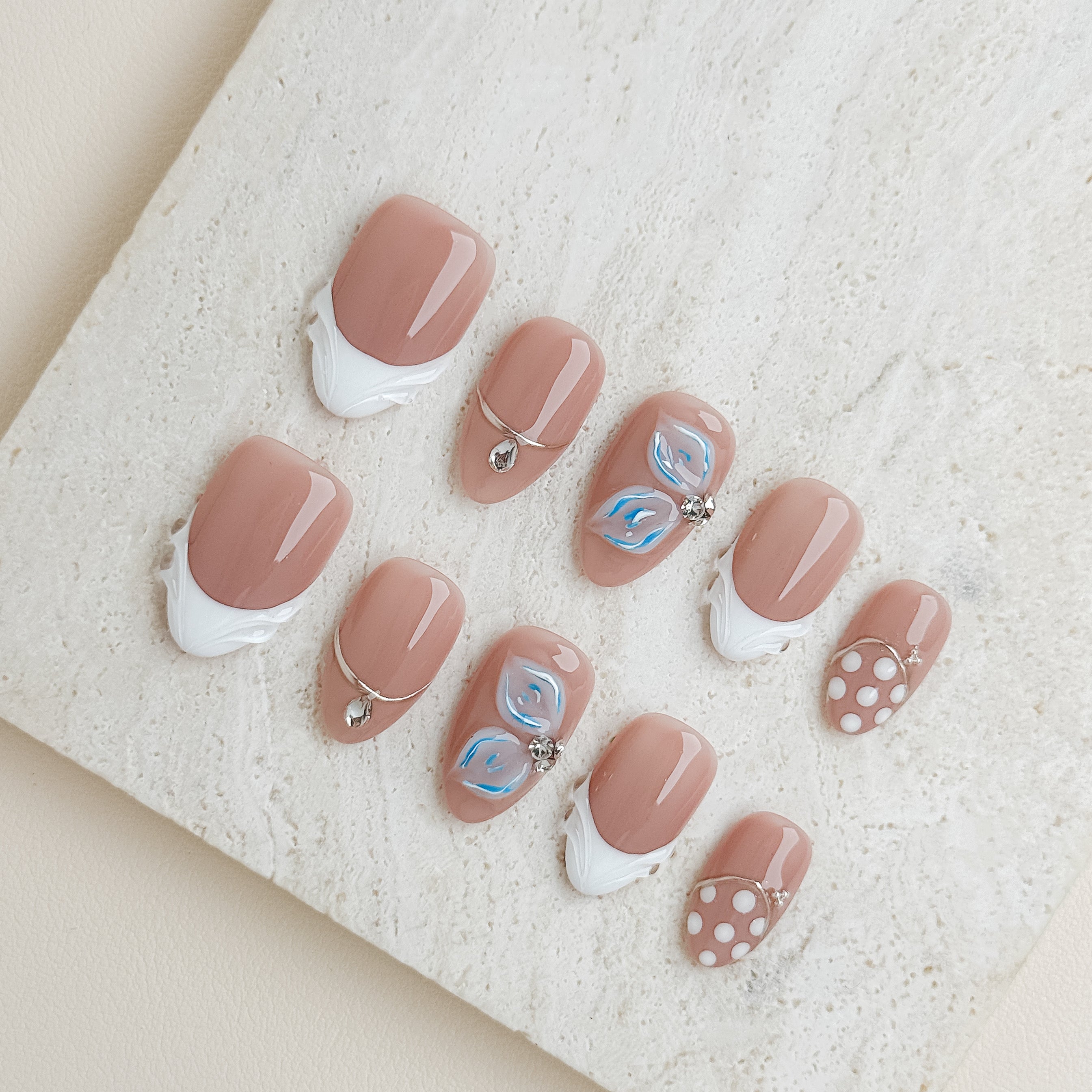 Pearl Mermaid French Short Almond Press-On Nails