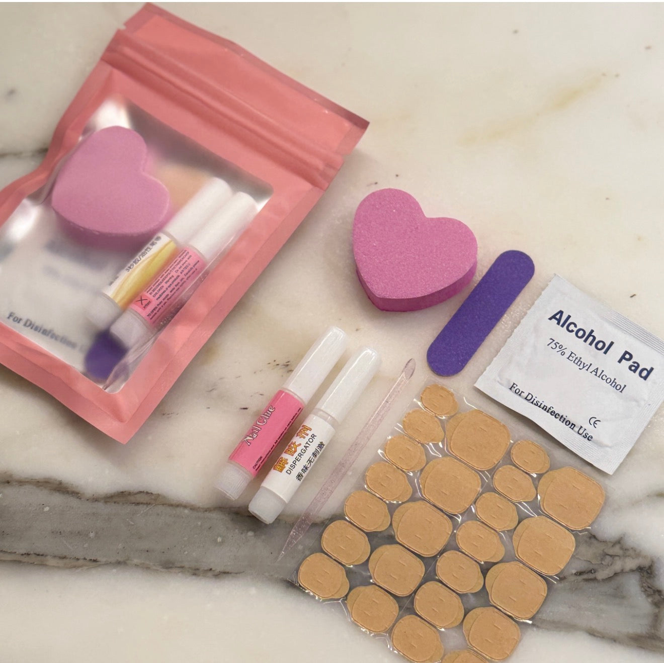 Emerald Marble Office Almond Nude Press-On Nails