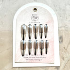 Monochrome Edge – Silver & White French Press-On Nails with Black Line Detail