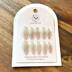 Gris Élégant – Nude Grey Luxury Press-On Nails with Minimalist Crystal Accent – Almond Shape