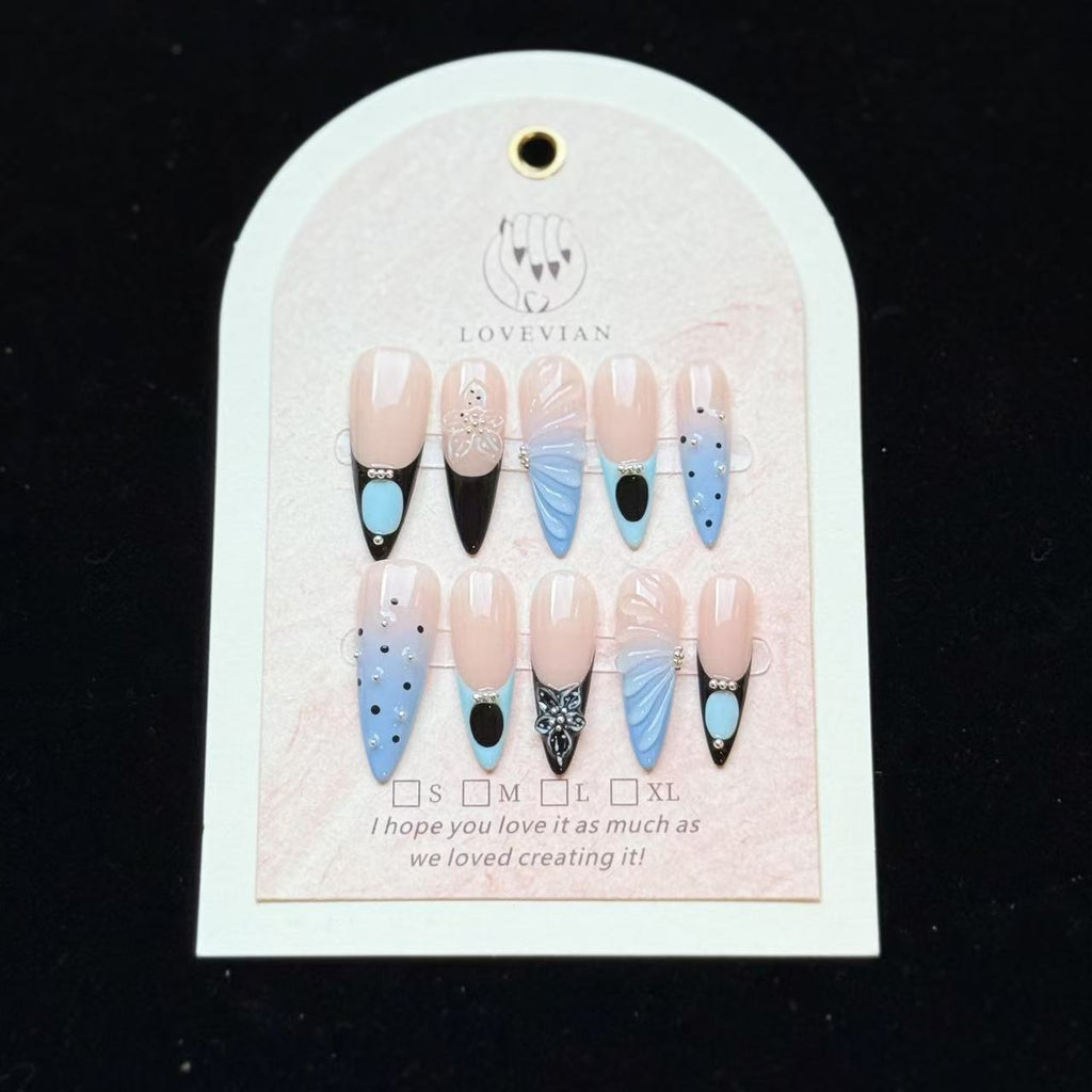 Purple 3D Floral Press-On Nails – Elegant Handmade Luxury Nail Set