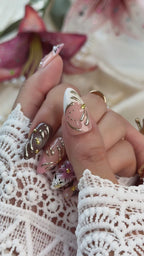 Mocha Blossom | Medium Almond Luxury Press-On Nails