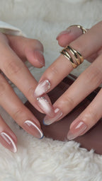 Navy Rosé Medium Almond Nude Pink Press-On Nails