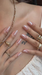 Pearl Dot | Medium Almond Luxury Press-On Nails