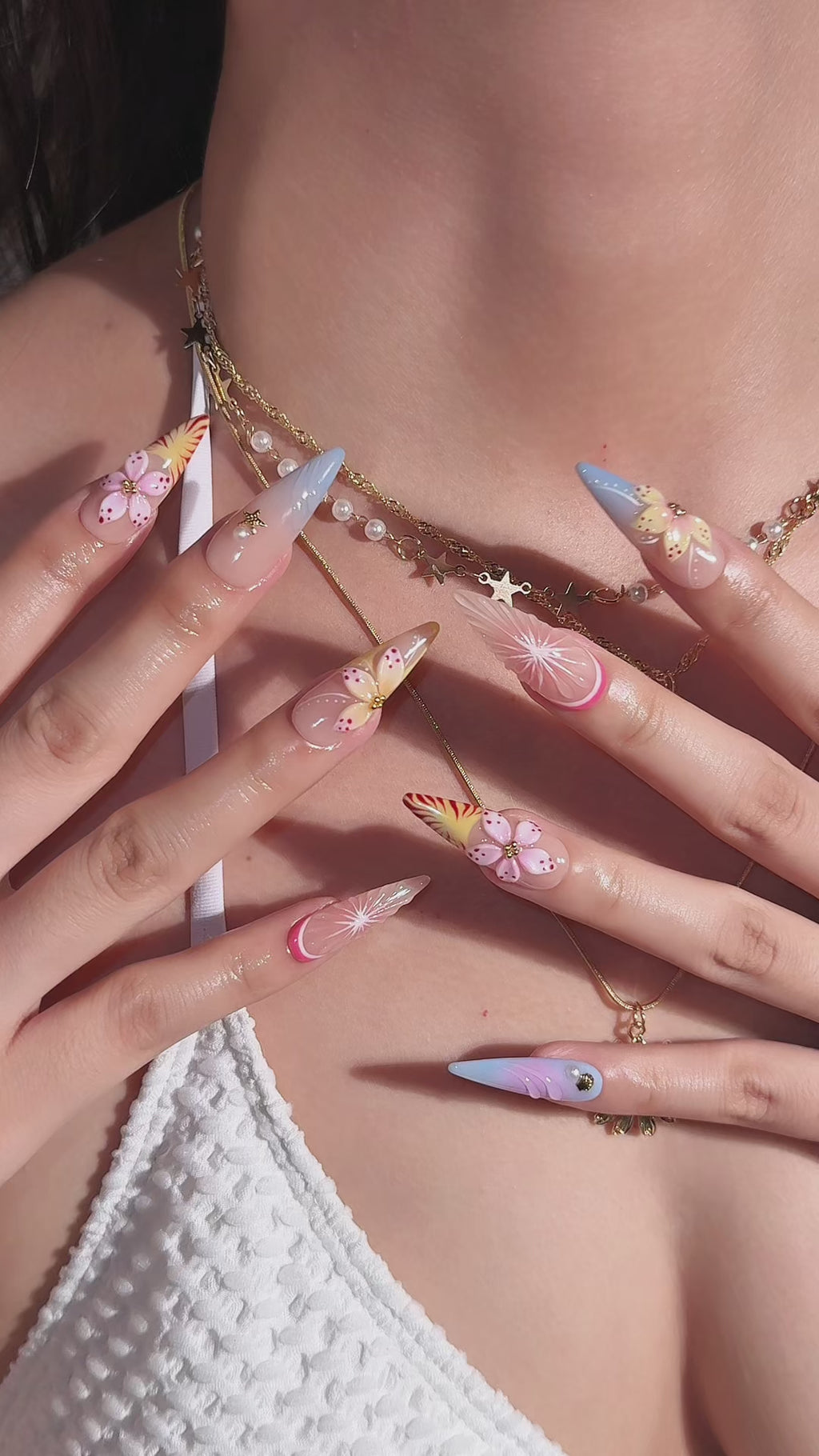 Tropical Bloom | Long Stiletto Luxury Press-On Nails