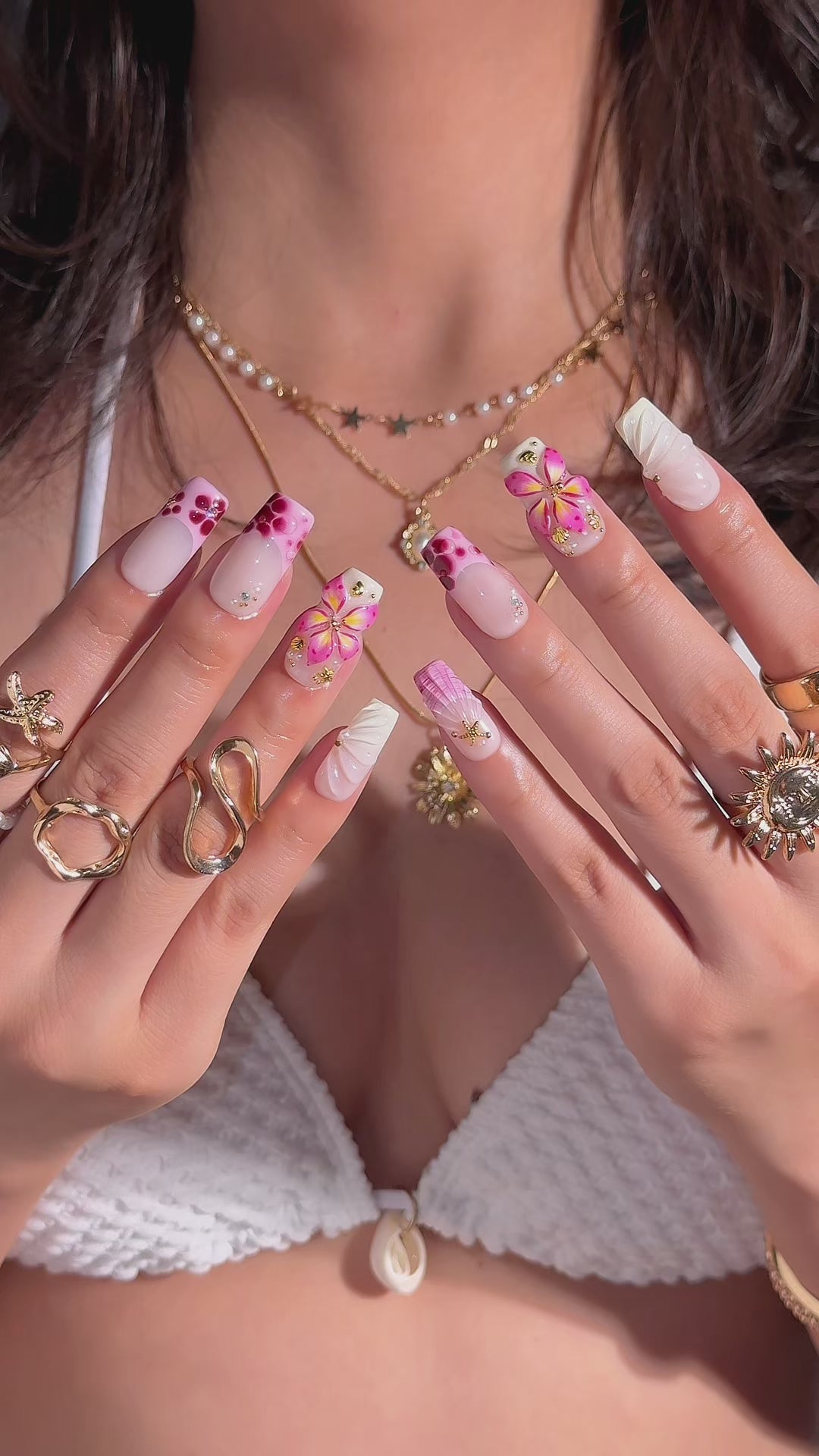 Blossom Tide | Medium Square Luxury Press-On Nails