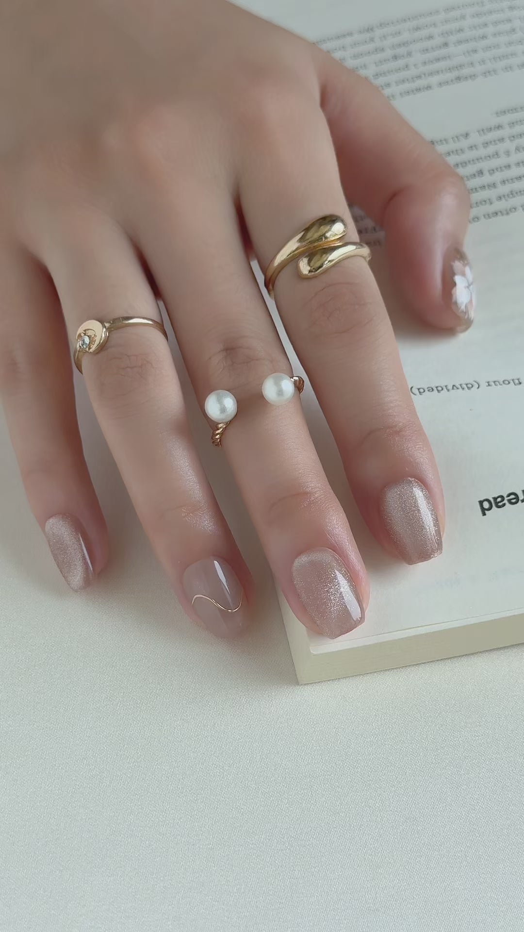 Golden Blossom | Short Square Luxury Press-On Nails