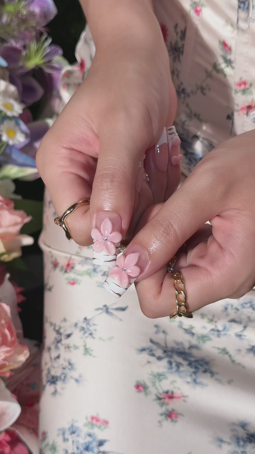 Pink Blossom | Medium Square Luxury Press-On Nails