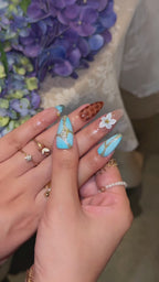 Azure Oasis | Medium Almond Luxury Press-On Nails