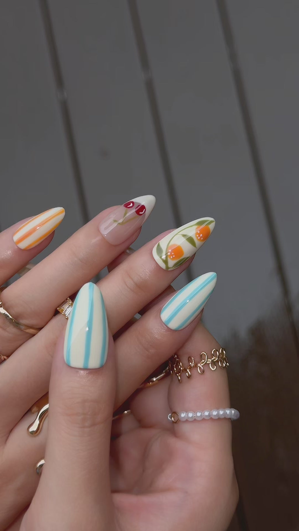 Mediterranean Bloom | Short Almond Luxury Press-On Nails