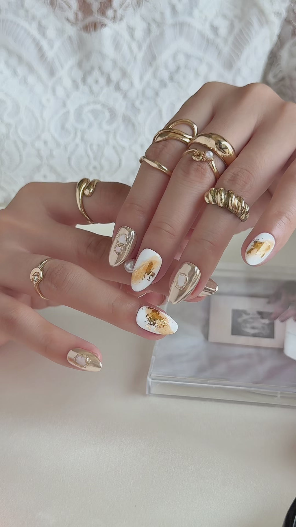 Golden Muse | Short Almond Luxury Press-On Nails