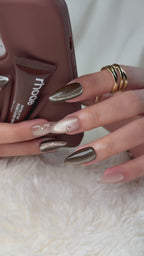 Mocha Bloom Medium Almond Nude Brown Press-On Nails