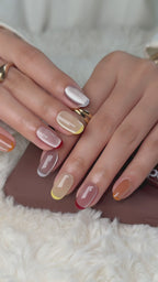 Pre-sale-Latte Candy Short Oval Colorful French Press-On Nails