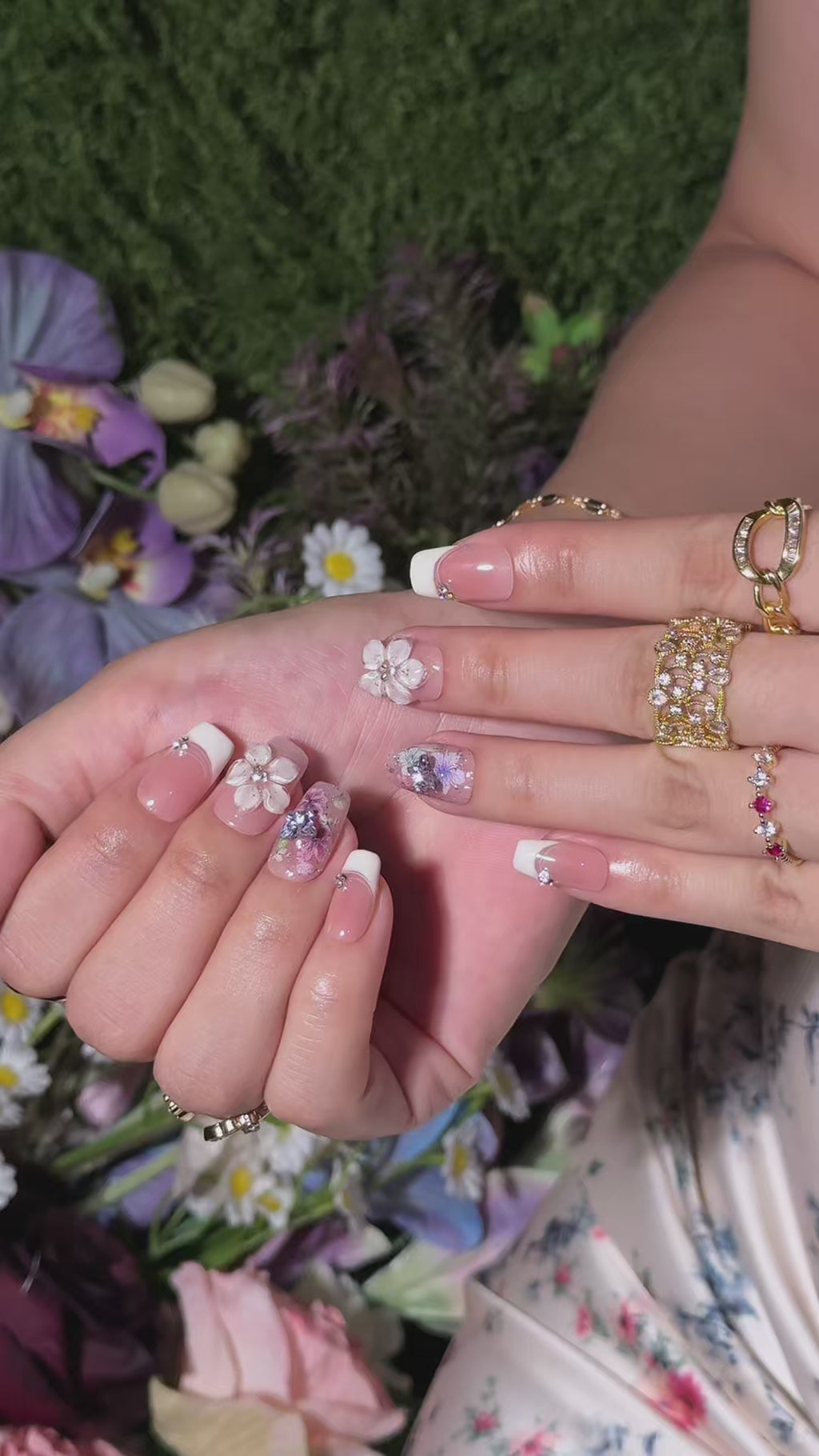 Blossom Reverie | Short Square Luxury Press-On Nails