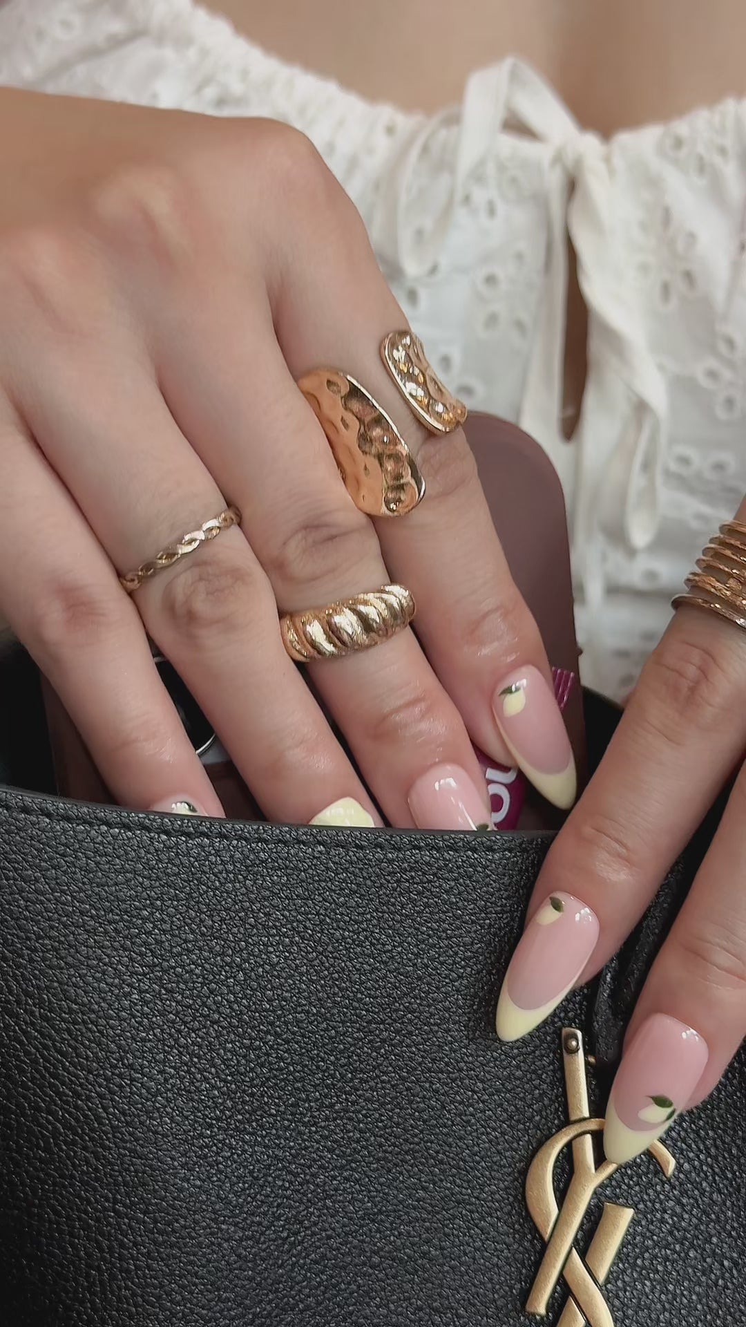 Lemon Sorbet | Medium Almond Luxury Press-On Nails