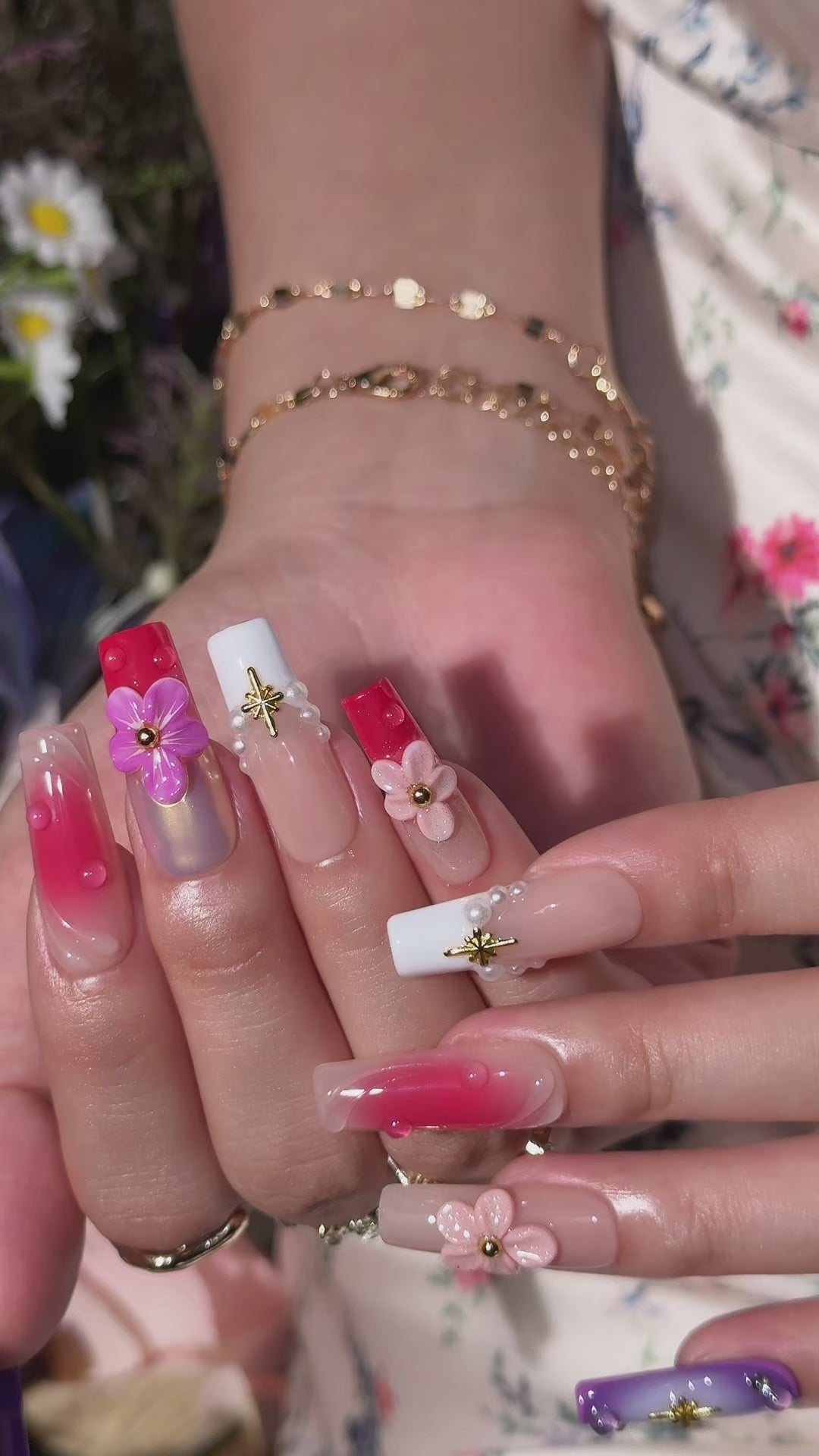 Bloom Pop | Long Coffin Luxury Press-On Nails