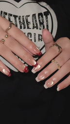 Cherry Noir | Short Square Luxury Press-On Nails