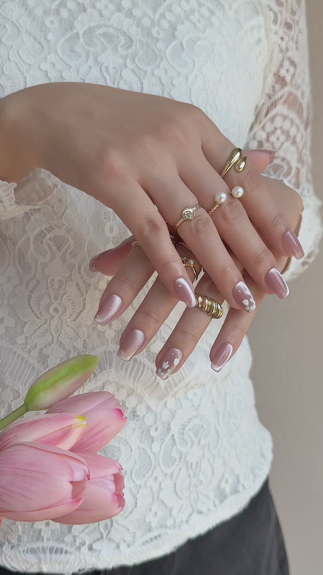 Rose Whisper | Medium Square Luxury Press-On Nails