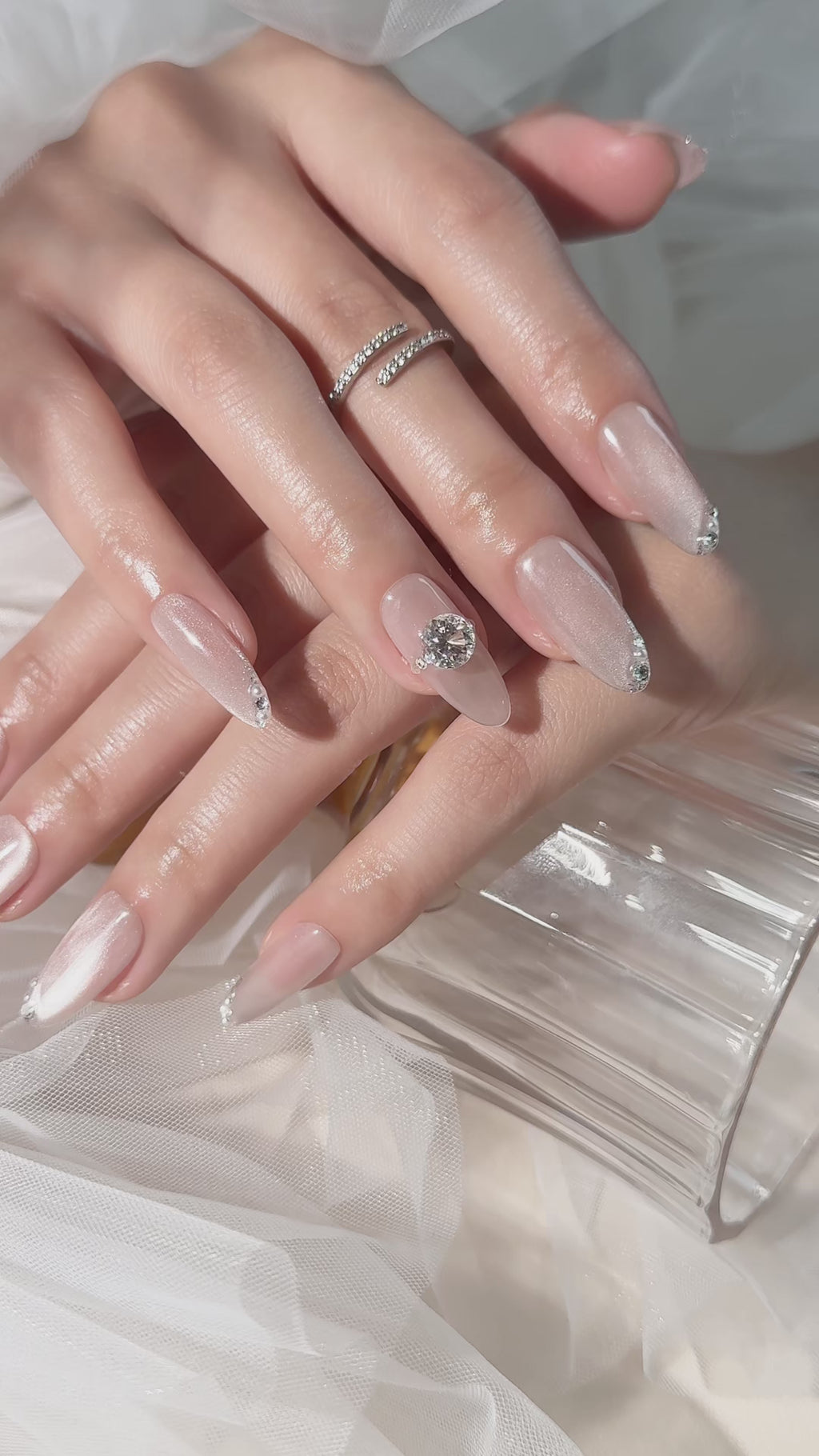 Real Diamond ｜ Eternal Vow ｜Nude Pink Oval Press-On Nails