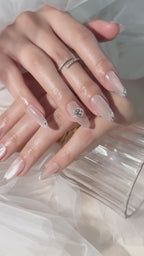 Real Diamond ｜ Eternal Vow ｜Nude Pink Oval Press-On Nails