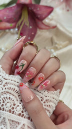 Cherry Amour | Medium Almond Luxury Press-On Nails