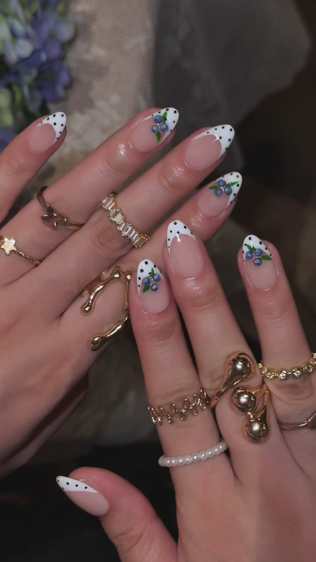 Blueberry Kiss | Medium Almond Luxury Press-On Nails
