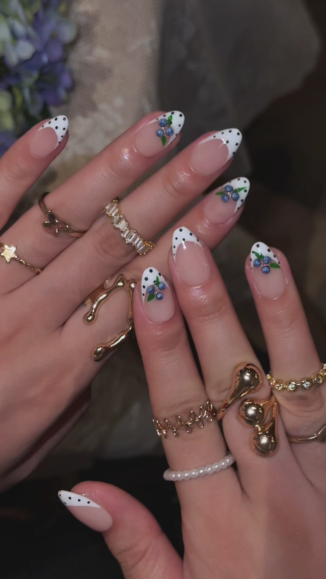 Blueberry Kiss | Medium Almond Luxury Press-On Nails